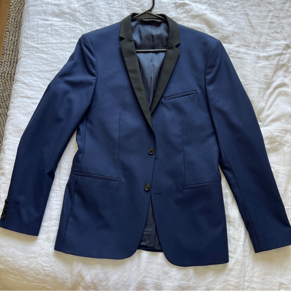 Zara Navy Blue and Black Mens Blazer, Size 40